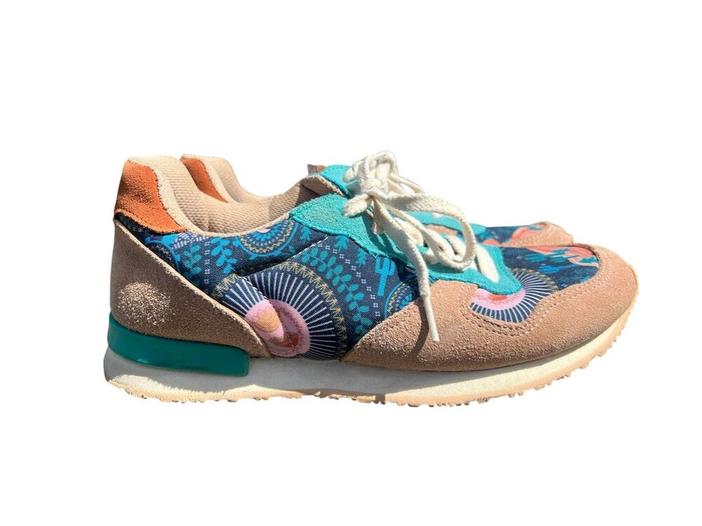 Inkkas Socorro Joggers Womens 9 Southwest Suede Canvas Cactus Sneaker Brown Teal